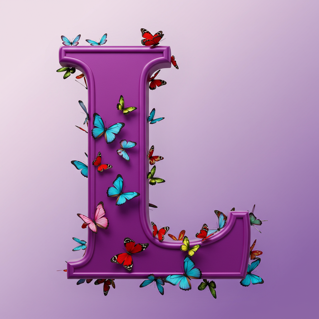 Colorful butterflies — letter L (variant 2)