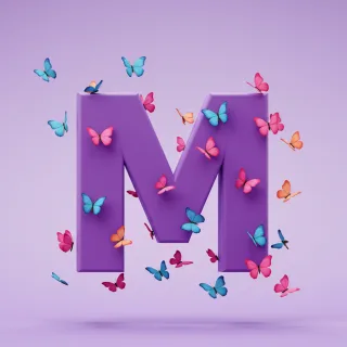 Colorful butterflies — letter M