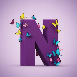Colorful butterflies — letter N (variant 2)