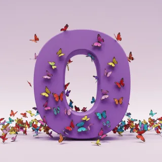 Colorful butterflies — letter O (variant 2)