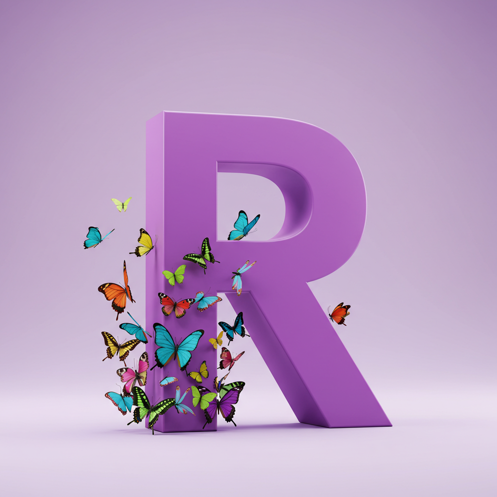 Colorful butterflies — letter R