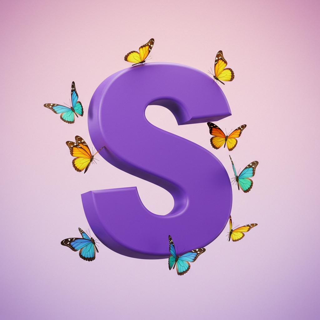 Colorful butterflies — letter S