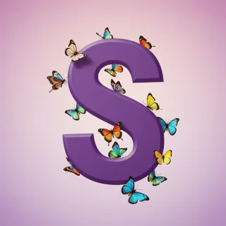 Colorful butterflies — letter S (variant 2)