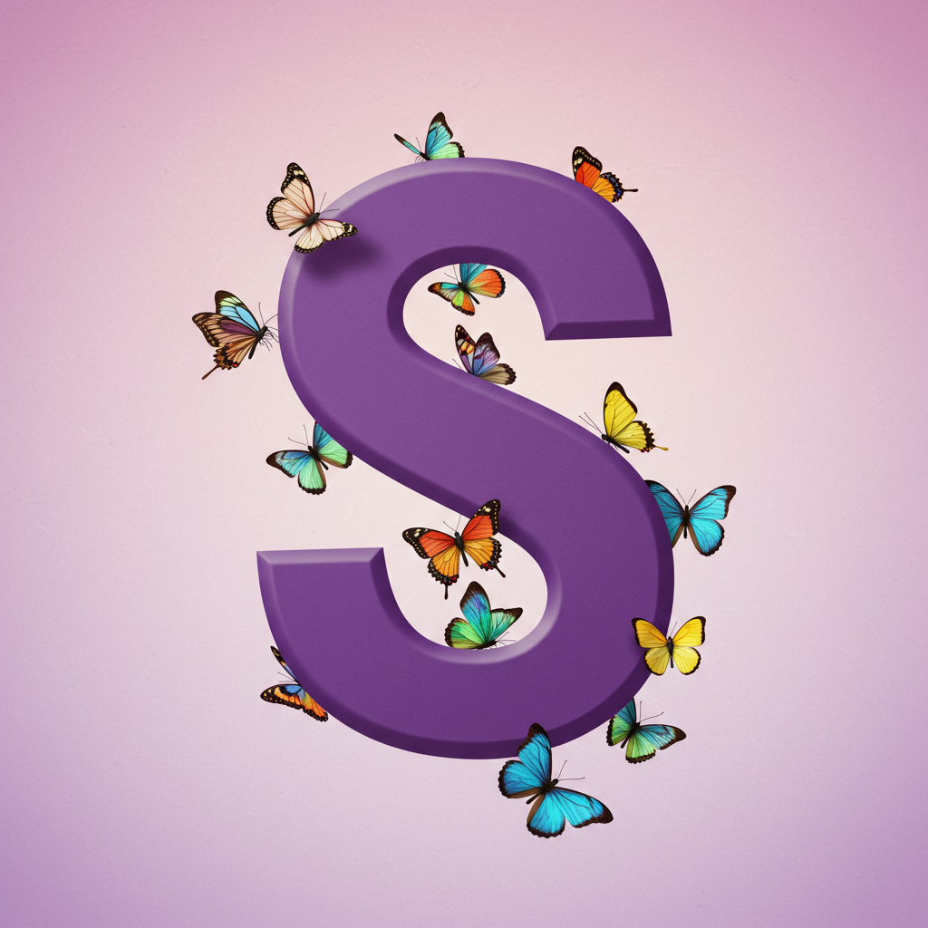Colorful butterflies — letter S (variant 2)