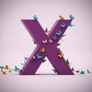 Colorful butterflies — letter X (variant 2)