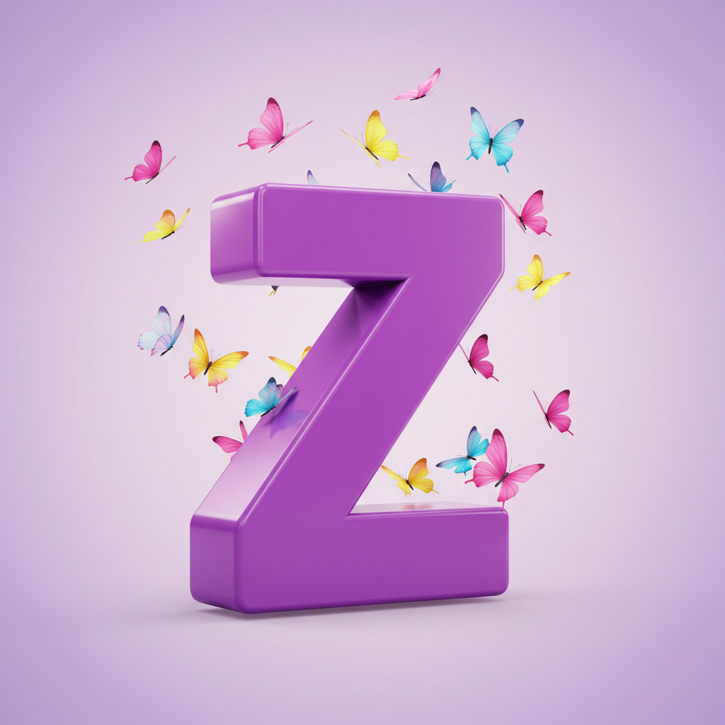 Colorful butterflies — letter Z (variant 2)