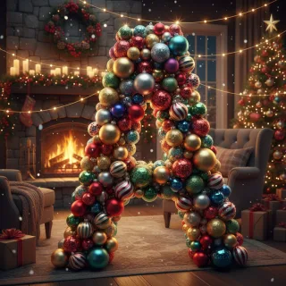 Colorful Christmas baubles — letter A