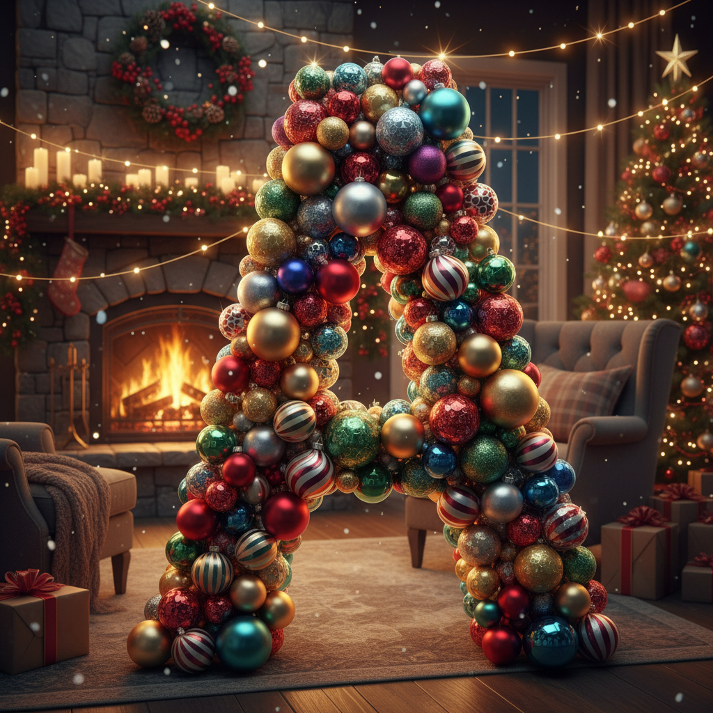 Colorful Christmas baubles — letter A