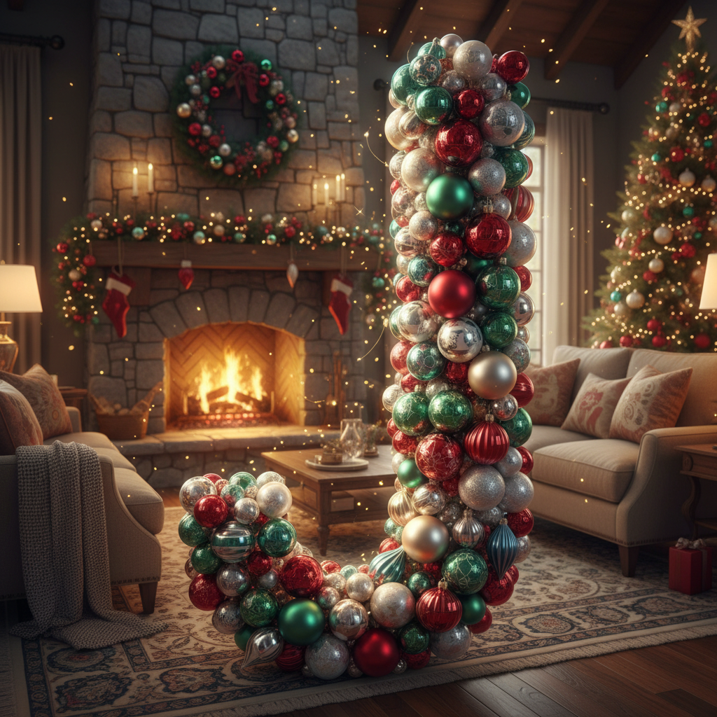 Colorful Christmas baubles — letter J