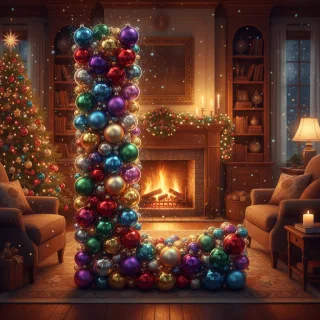 Colorful Christmas baubles — letter L