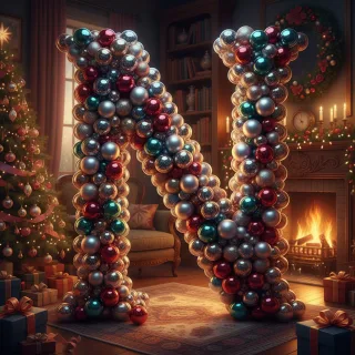 Colorful Christmas baubles — letter N