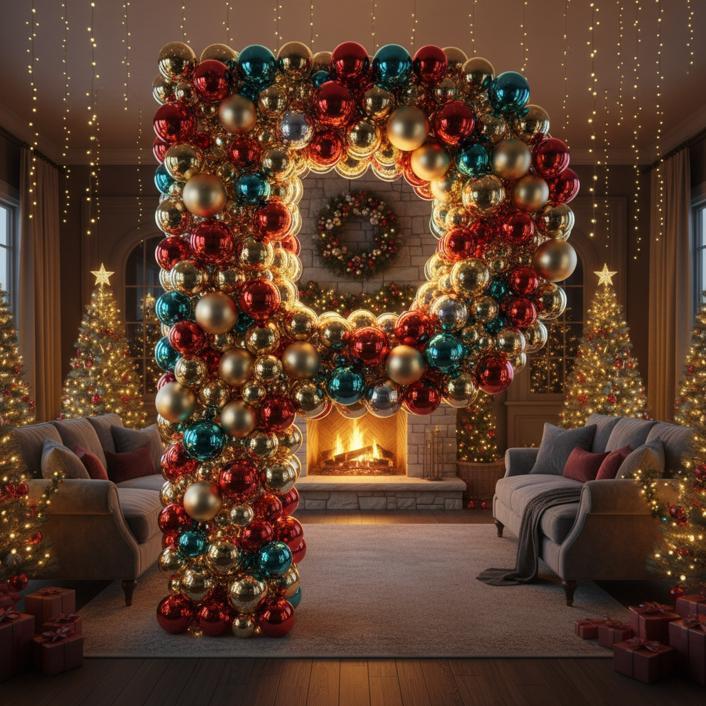 Colorful Christmas baubles — letter P