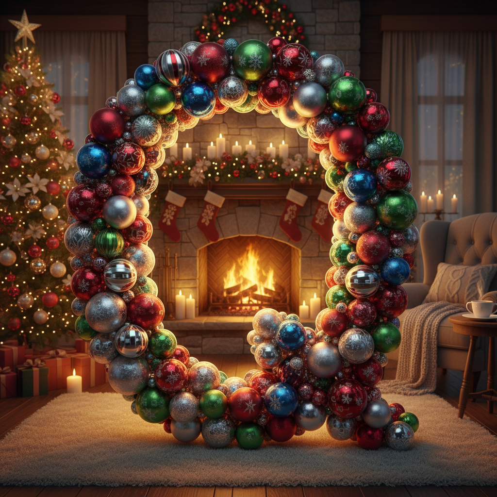 Colorful Christmas baubles — letter Q