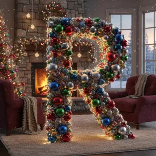 Colorful Christmas baubles — letter R