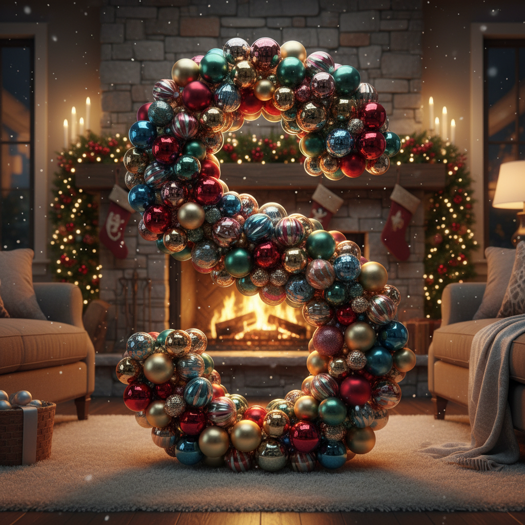 Colorful Christmas baubles — letter S