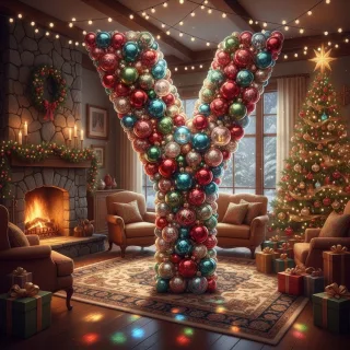 Colorful Christmas baubles — letter Y