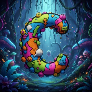 Colorful fabric — letter C