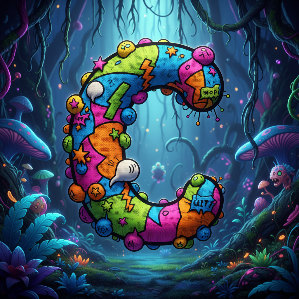Colorful fabric — letter C