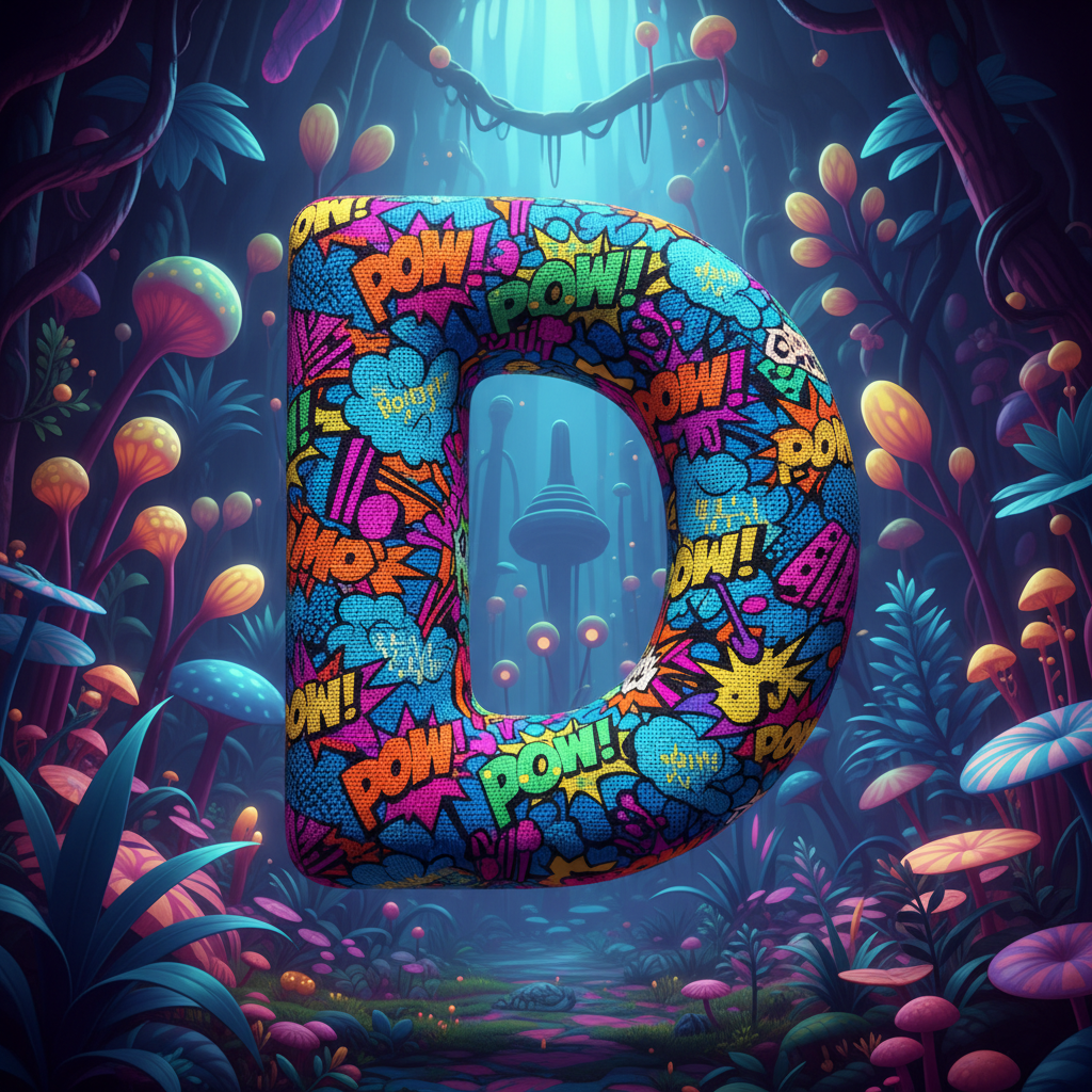 Colorful fabric — letter D