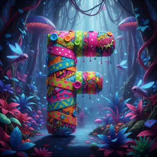 Colorful fabric — letter F