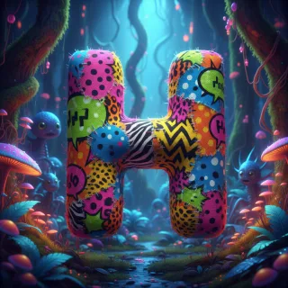 Colorful fabric — letter H