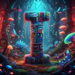 Colorful fabric — letter I