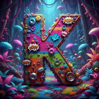 Colorful fabric — letter K