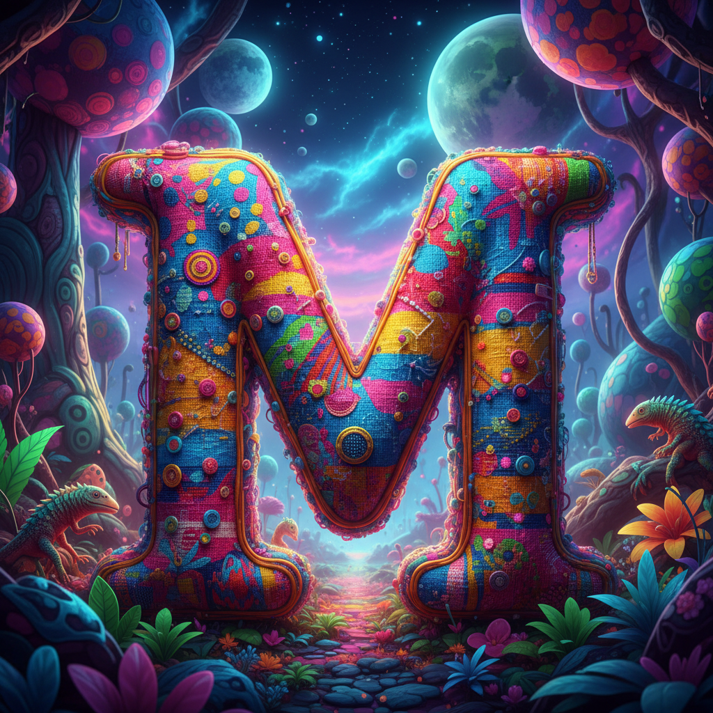 Colorful fabric — letter M