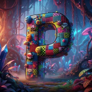 Colorful fabric — letter P