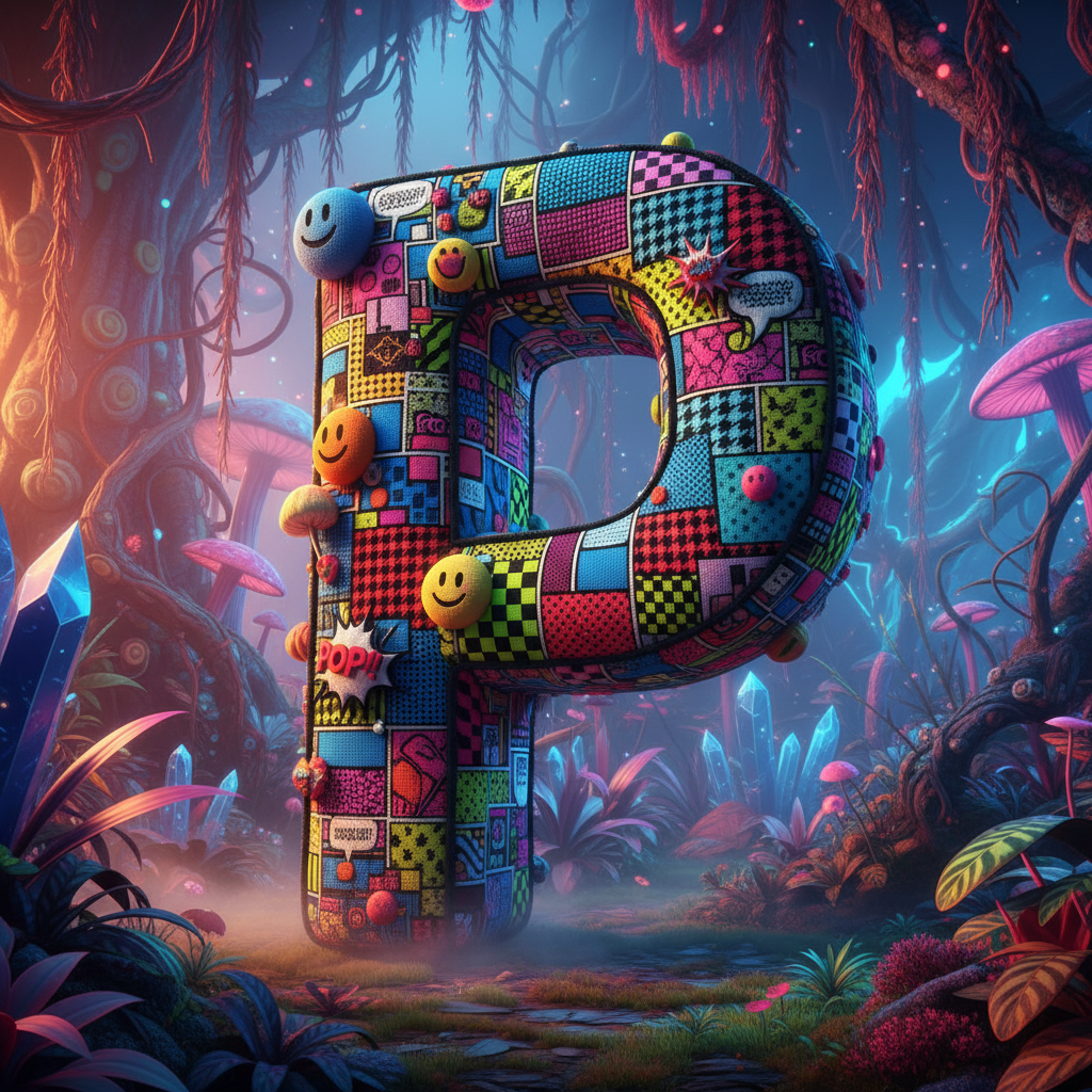 Colorful fabric — letter P