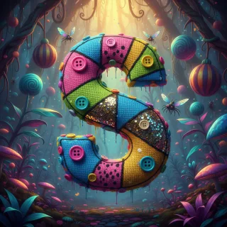 Colorful fabric — letter S