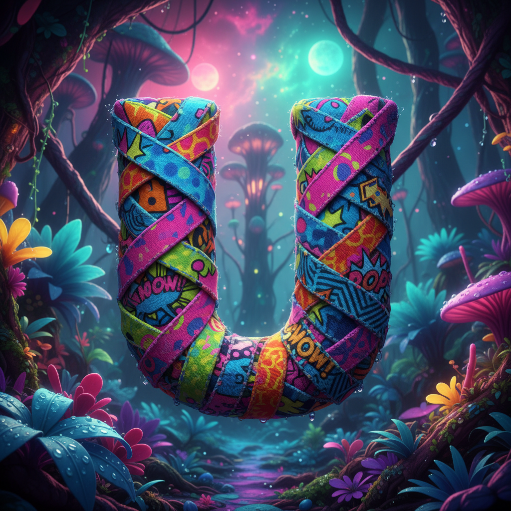 Colorful fabric — letter U