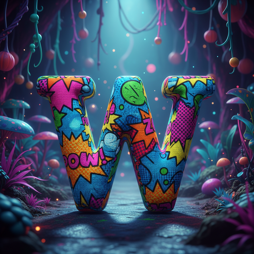 Colorful fabric — letter W