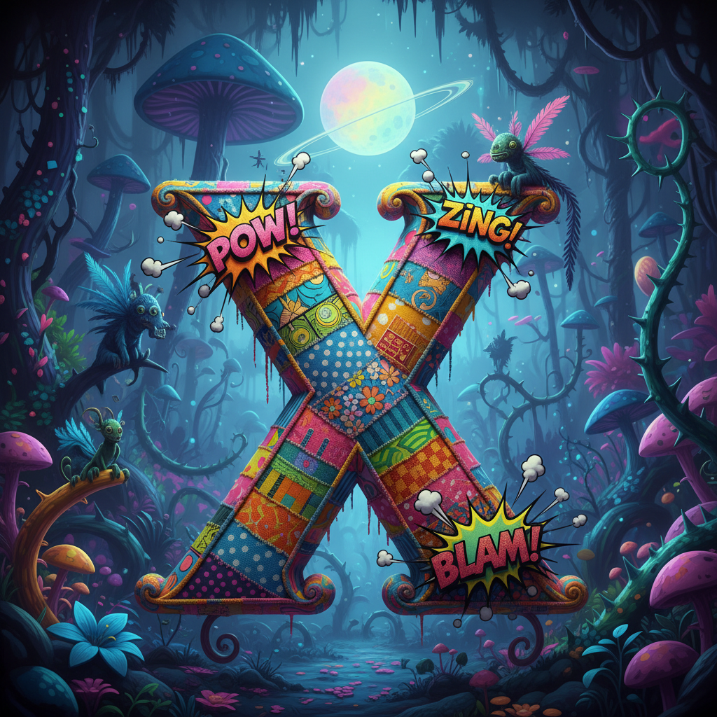Colorful fabric — letter X