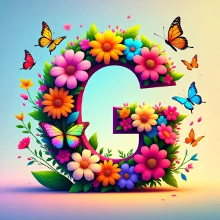 Colorful flowers and butterflies — letter G