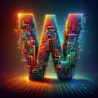 Colorful Matrix 2 — letter W (variant 2)
