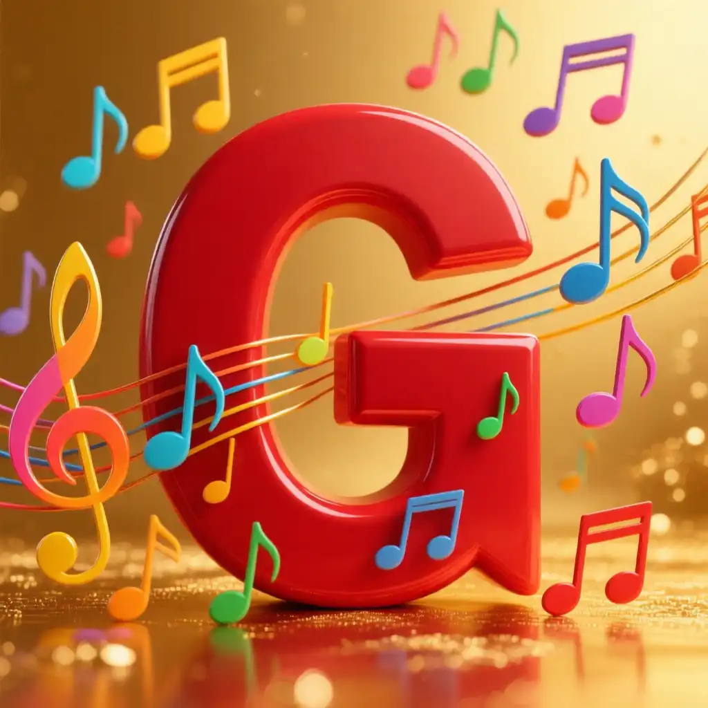 Colorful music notes — letter G