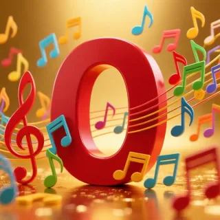 Colorful music notes — letter O