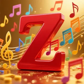 Colorful music notes — letter Z