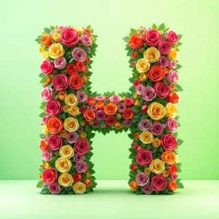 Colorful roses 2 — letter H