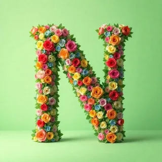 Colorful roses 2 — letter N