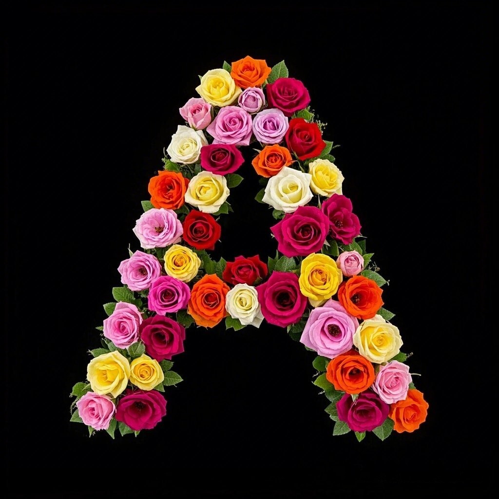 Colorful roses — letter A