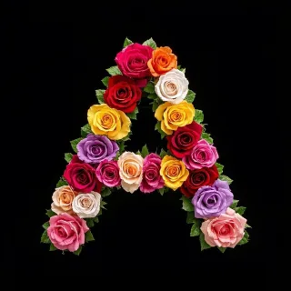 Colorful roses — letter A (variant 2)