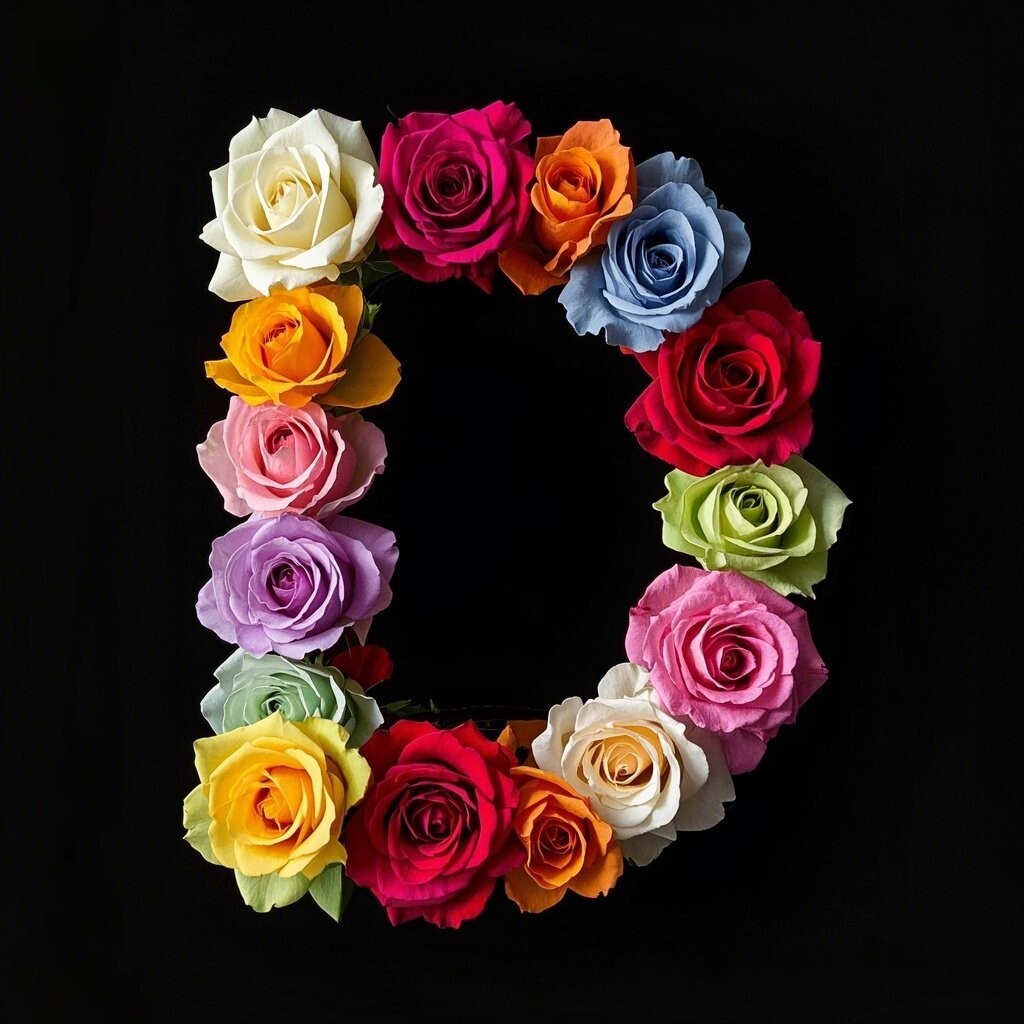 Colorful roses — letter D