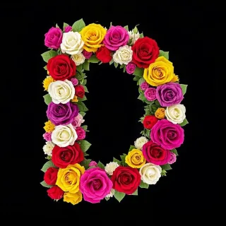 Colorful roses — letter D (variant 2)