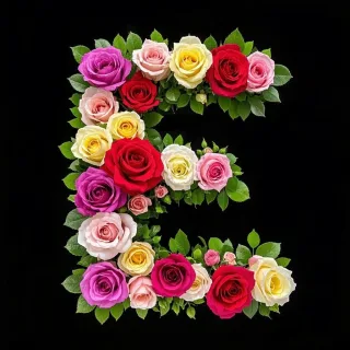 Colorful roses — letter E