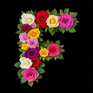 Colorful roses — letter F