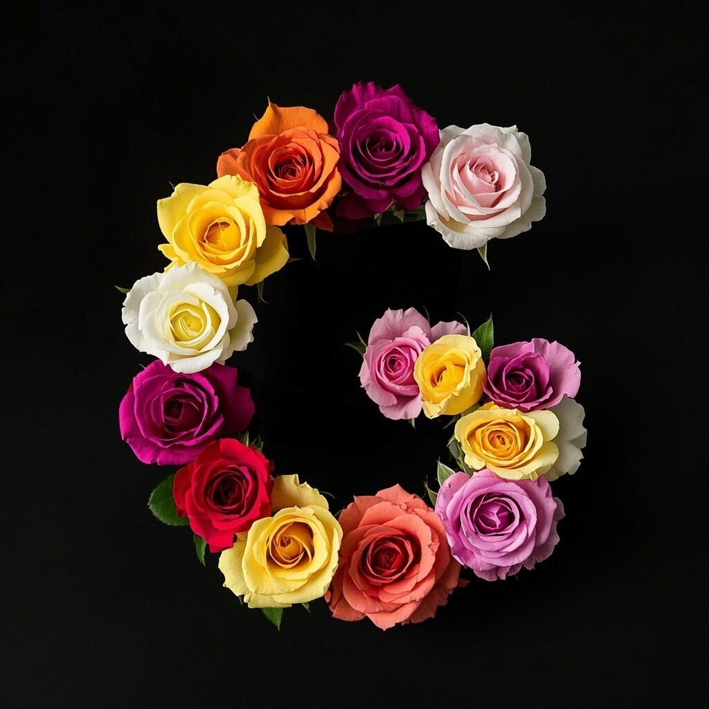 Colorful roses — letter G