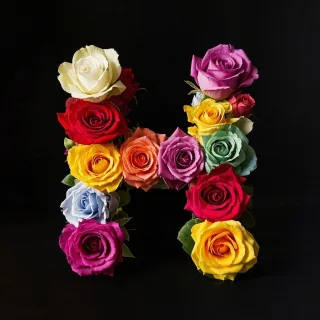 Colorful roses — letter H
