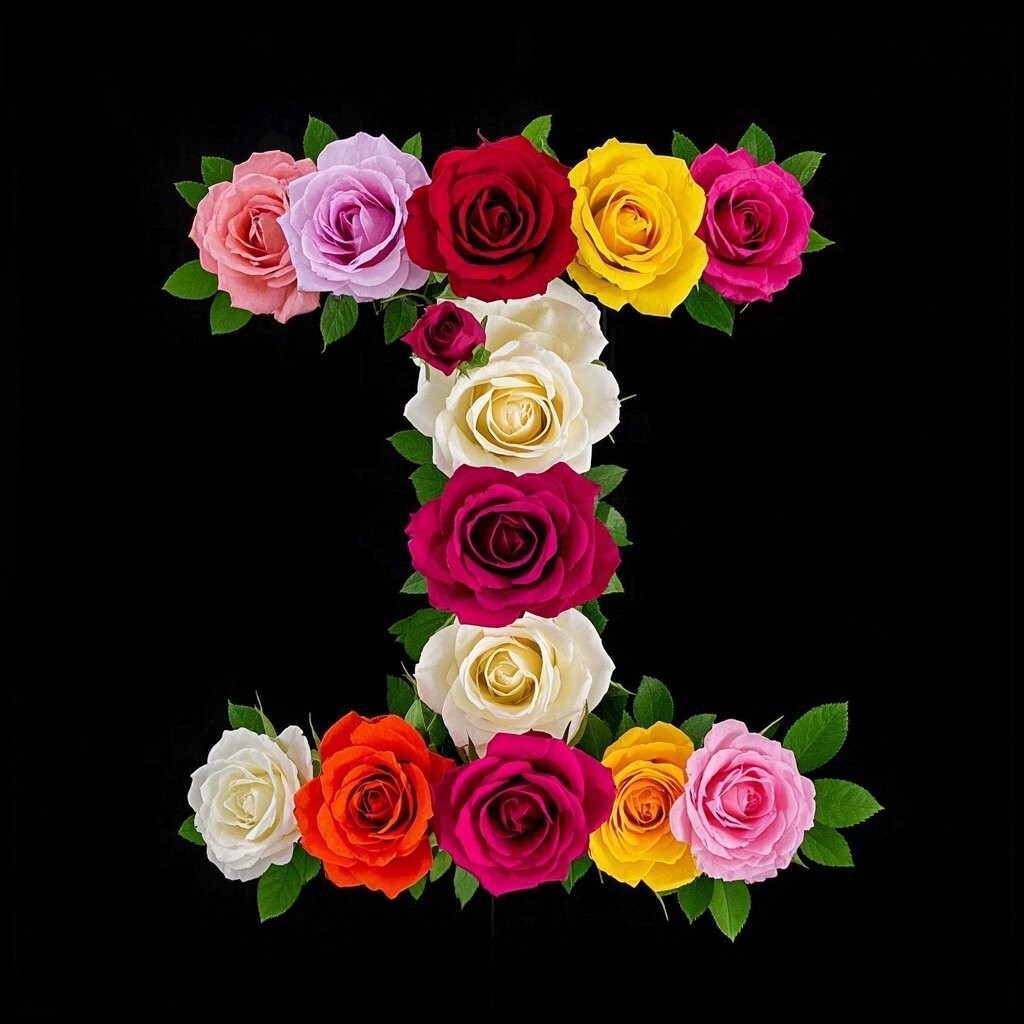 Colorful roses — letter I